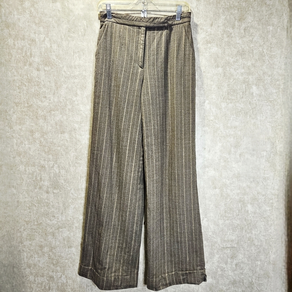 Escada Wool Striped Wide-Leg Trousers Women's Size 26x32